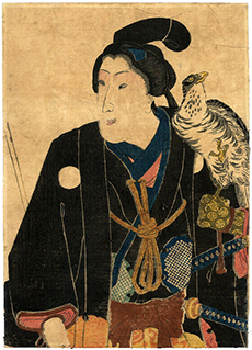 Standing Samurai with Hawk by an Unknown Edo Era Artist